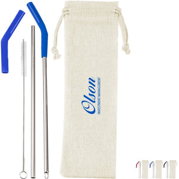 Reusable Stainless Steel Two Straw Set