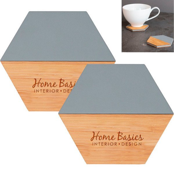 Stick & Stone 2-Piece Bamboo & Cement Coaster Set