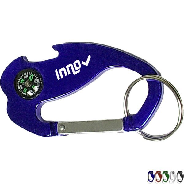 Jumbo Carabiner Key Ring w/ Compass & Bottle Opener