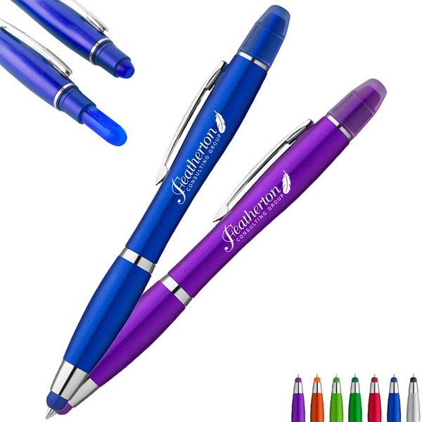 Curvaceous Metallic Stylus Highlighter Pen