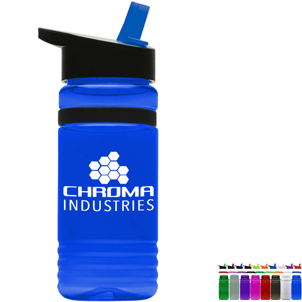 UpCycle rPET Bottle w/ Flip Straw Lid & Grip Band, 20oz.