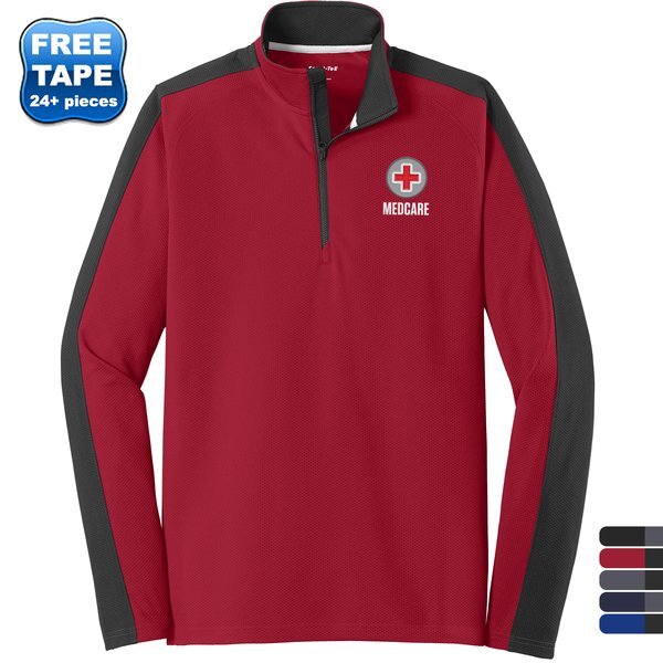 Sport-Tek® Sport-Wick® Textured Colorblock Men's 1/4 Zip Pullover