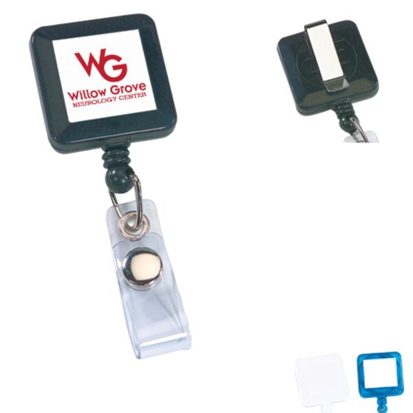 Square Retractable Badgeholder, Slide Clip