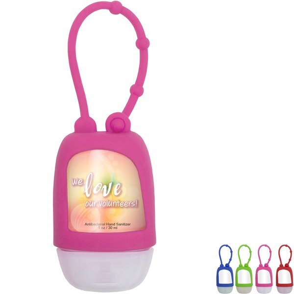 Travel Antibacterial Gel Hand Sanitizer w/ Adjustable Silicone Strap, 1oz.