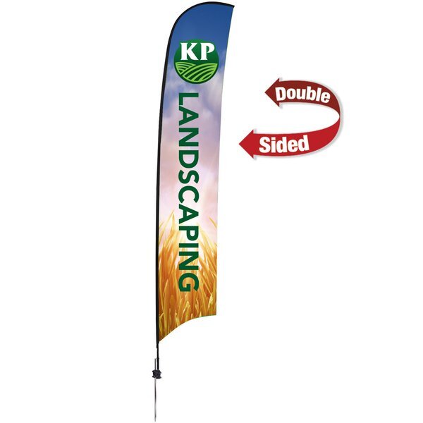 Premium Double Sided Razor Sail Sign with Ground Spike, 17'