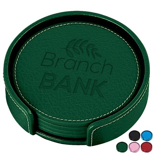 Leather 4-Piece Coaster Set