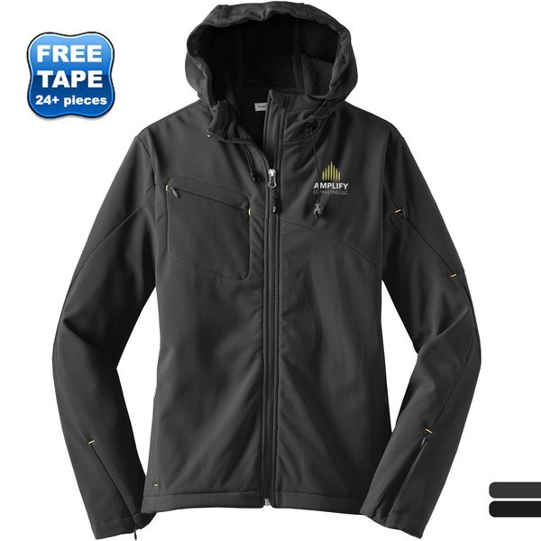 Port Authority® Textured Hooded Soft Shell Ladies' Jacket