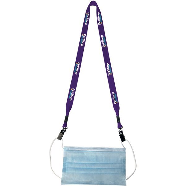 Dye-Sublimated Face Mask Keeper Polyester Lanyard, 3/4"