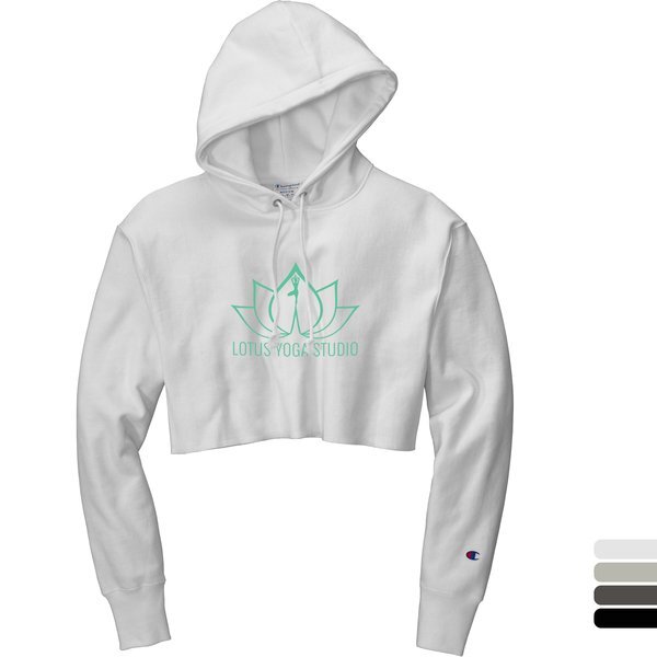 Champion® Reverse Weave® Cotton/Poly Fleece Cropped Cut-Off Ladies' Hooded Sweatshirt