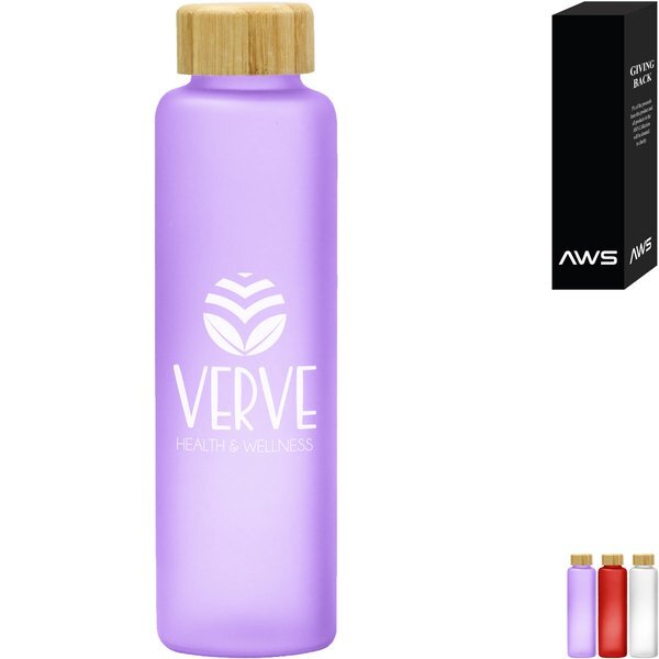 Belle AWS Glass Bottle w/ Bamboo Lid, 20oz.
