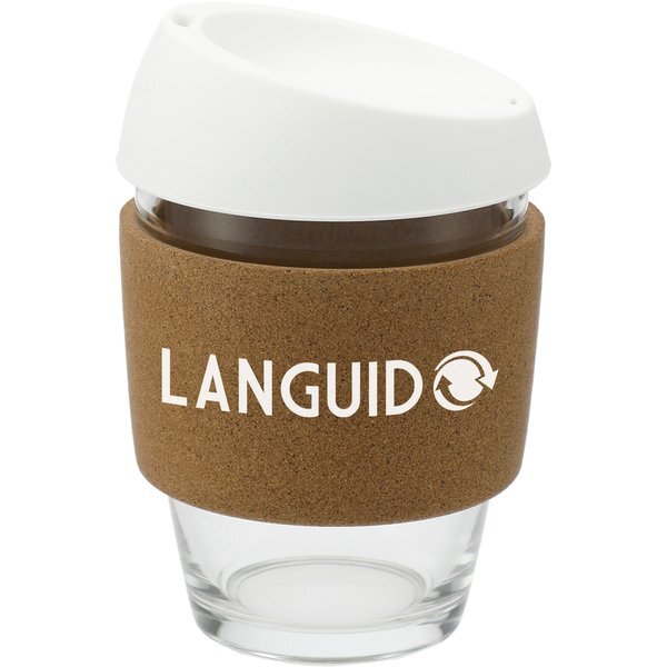 Brooklyn Glass Cup w/ Lid & Cork Band, 12oz.