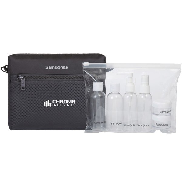 Samsonite® Zippered Diamond Ripstop & Polyester Accessory Pouch & 6 Piece Travel Bottle Set