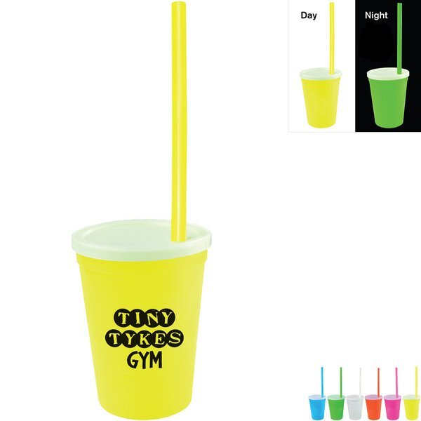Nite Glow Stadium Cup w/ Straw & Lid, 12oz.