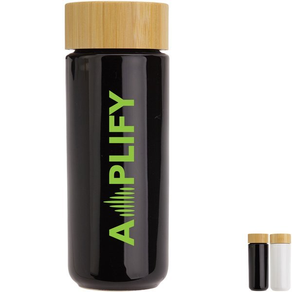 Milan Ceramic Tumbler w/ Bamboo Lid, 10oz.