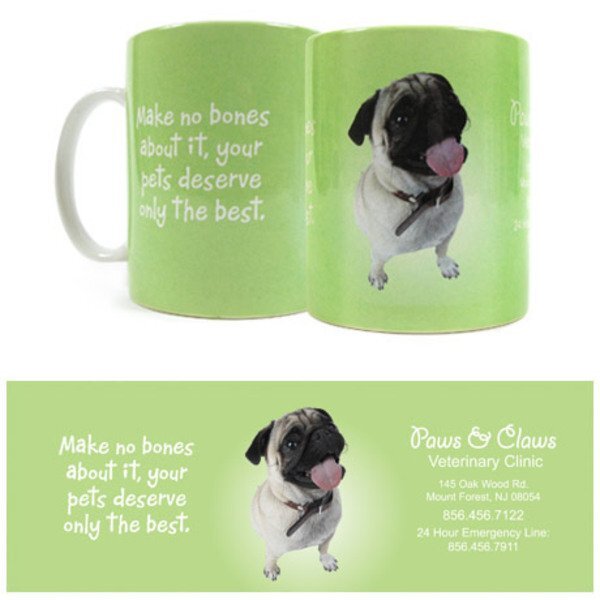 Pug Design, Stoneware Mug, 11oz.