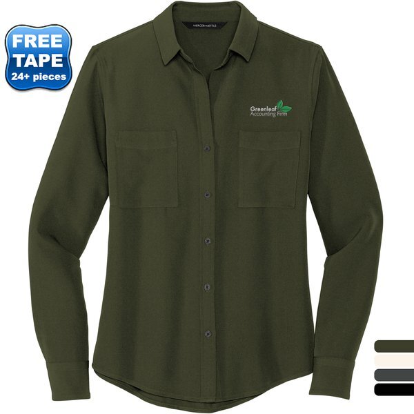 MERCER+METTLE™ Stretch Crepe Long Sleeve Ladies' Camp Blouse