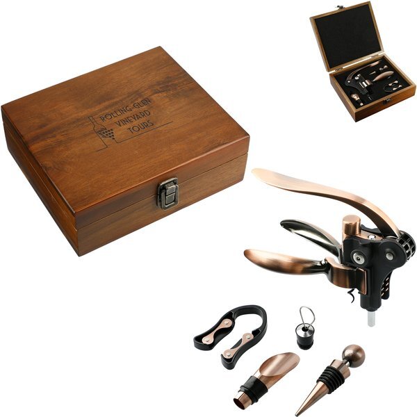Graze Wood and Metal Wine Set