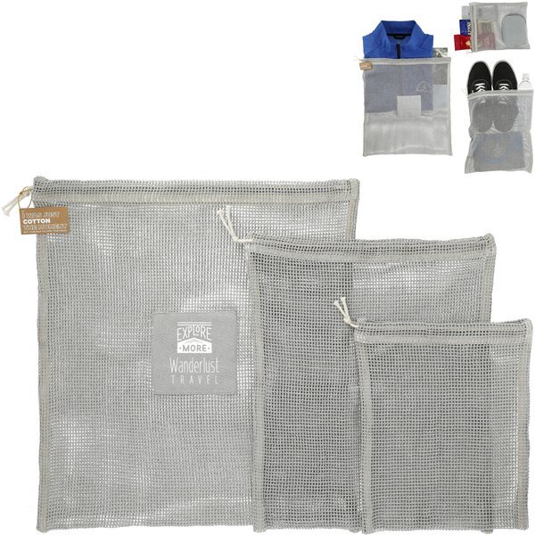Recycled Cotton Mesh Cinch Pouch Set