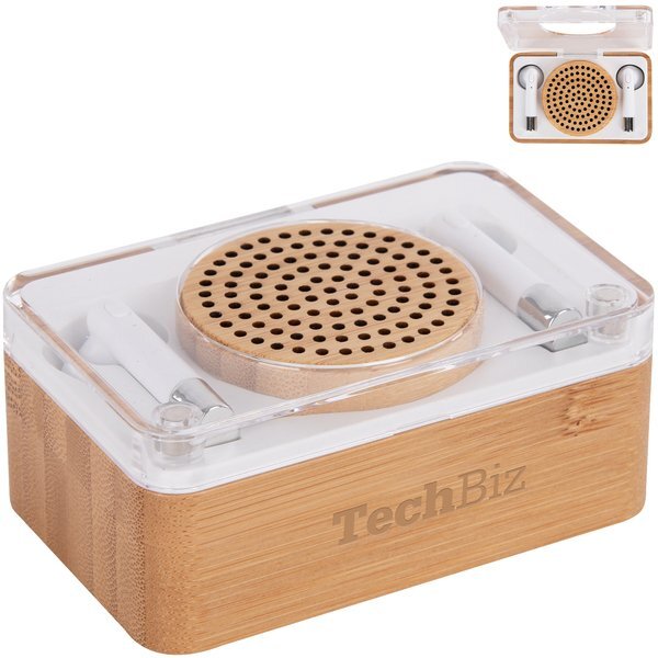 Block Party Bamboo Speaker & Wireless Earbuds