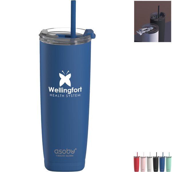 Asobu® Aqualina Vacuum Insulated Tumbler with Straw, 20oz.