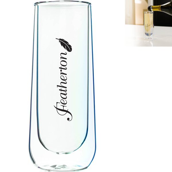 Asobu® Double Wall Stemless Glass Flute, 7.5oz.