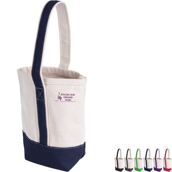 Deux Wine Bottle Cotton Canvas Tote Bag