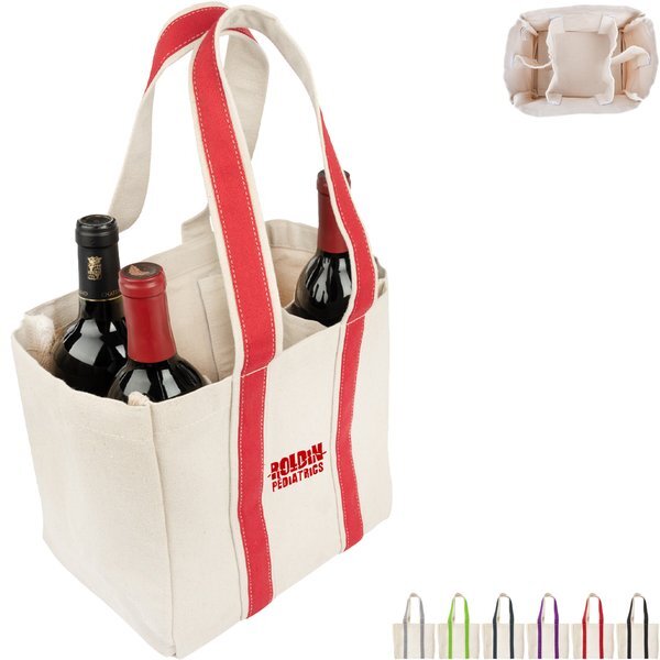 Quatre Wine Bottle Cotton Canvas Tote Bag