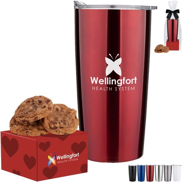 Gourmet Chocolate Chunk Cookie Box & Straight Tumbler Gift Set