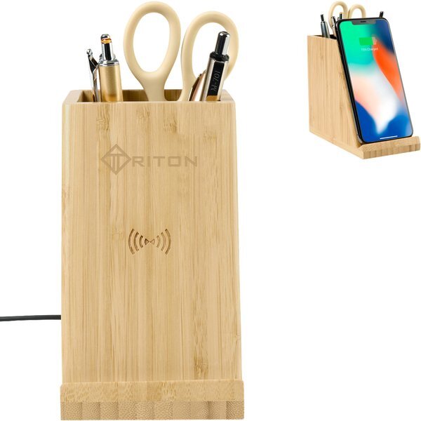 Auden Bamboo Wireless Charging Pencil Cup