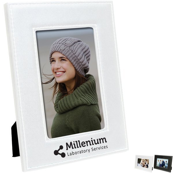 Leatherette Stitched Photo Frame, 4" x 6"