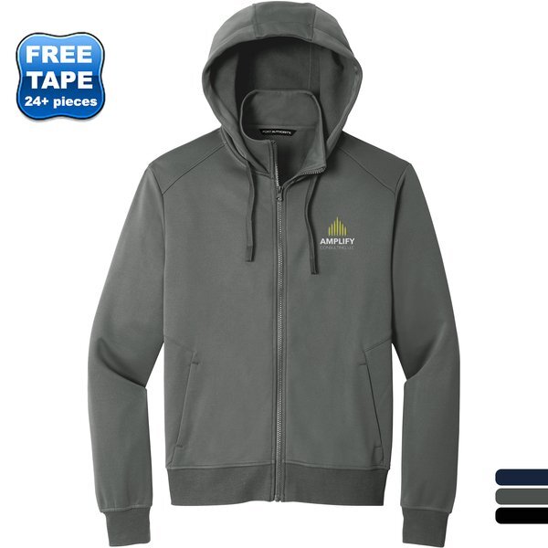 Port Authority® Polyester Smooth-Faced Fleece Hooded Men's Jacket