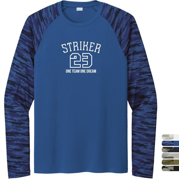 Sport-Tek® Drift Polyester Camo Colorblock Unisex Long Sleeve Tee