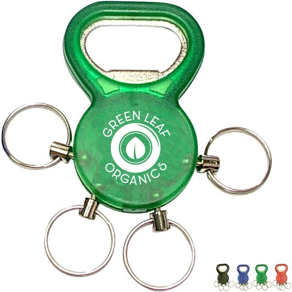 Bottle Opener w/ Four Split Key Rings