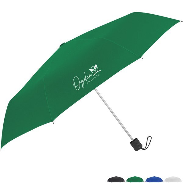 Telescopic Folding Manual Open Umbrella w/ 100% rPET Canopy, 42" Arc