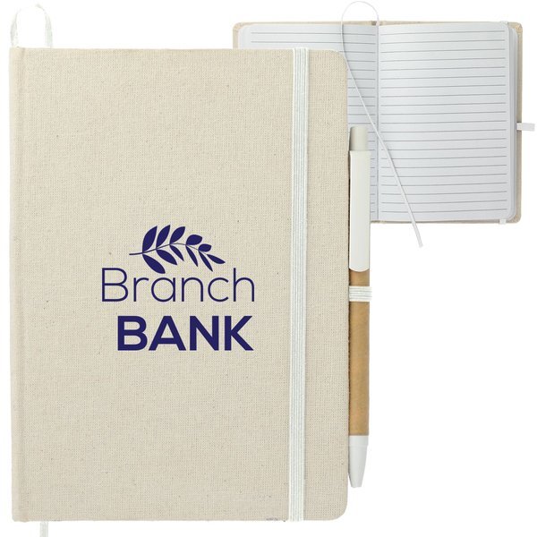 Organic Cotton Bound Notebook w/ Pen, 5" x 7"