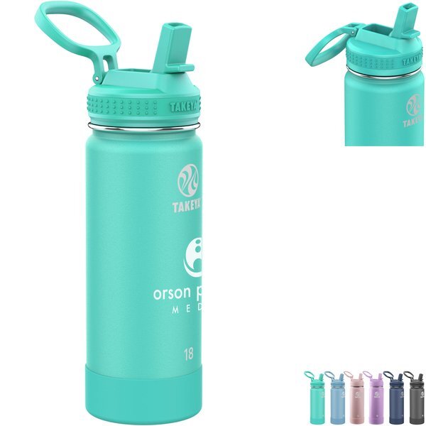 Takeya® Actives Straw Lid Stainless Steel Bottle, 18oz.