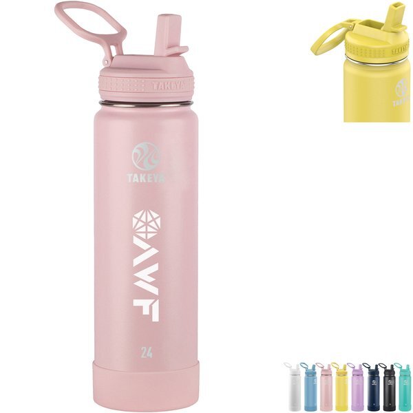 Takeya® Actives Straw Lid Stainless Steel Bottle, 24oz.