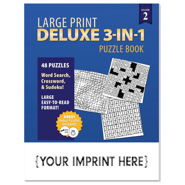 LARGE PRINT Deluxe 3-in-1 Puzzle Book Volume 2