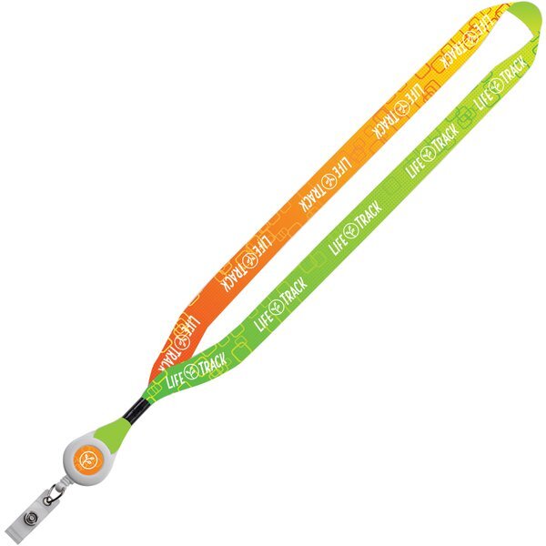 Dye-Sublimated Lanyard with Metal Crimp & Retractable Badge Reel, 3/4"