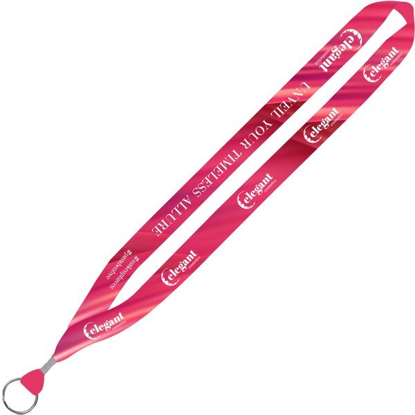 Dye-Sublimated Lanyard with Silver Tone Metal Crimp & Split Ring, 3/4"