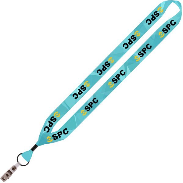 Dye-Sublimated Lanyard with Metal Crimp, Split-Ring & Bulldog Clip, 3/4"