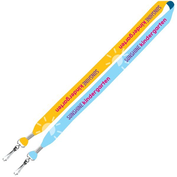 Dye-Sublimated 2-Ended Lanyard with Metal Crimp & Metal Swivel Snap Hook, 3/4"