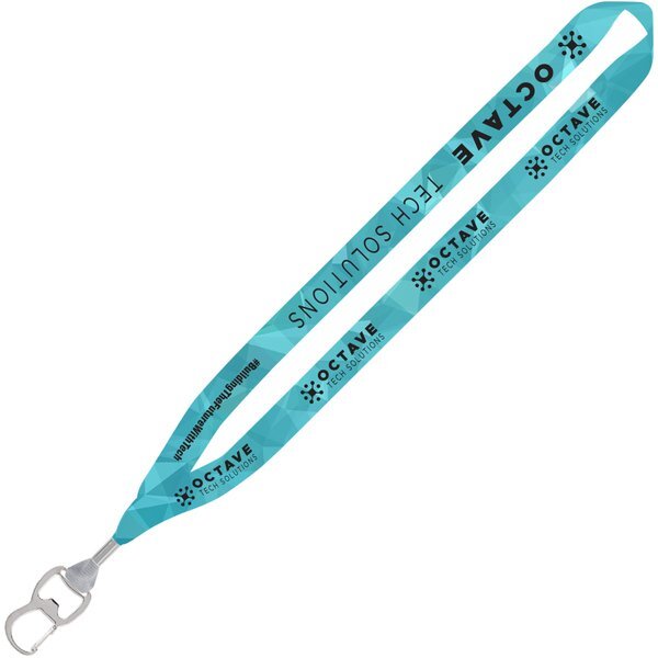 Dye-Sublimated Lanyard with Metal Crimp and Metal Bottle Opener, 3/4"