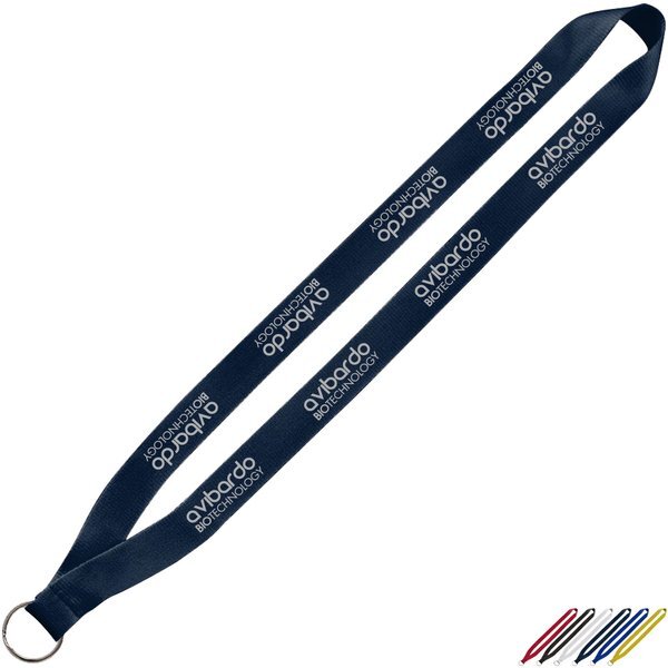 Polyester Lanyard with Sewn Silver Metal Split-Ring, 3/4"