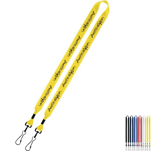 Polyester 2-Ended Lanyard with Metal Crimp & Metal Swivel Snap Hook, 3/4"