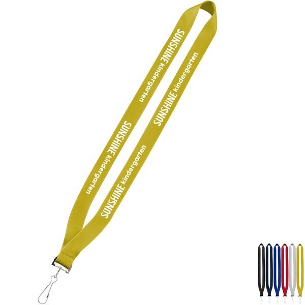 Economy Polyester Lanyard with Sewn Silver Tone Swivel Snap Hook, 3/4"