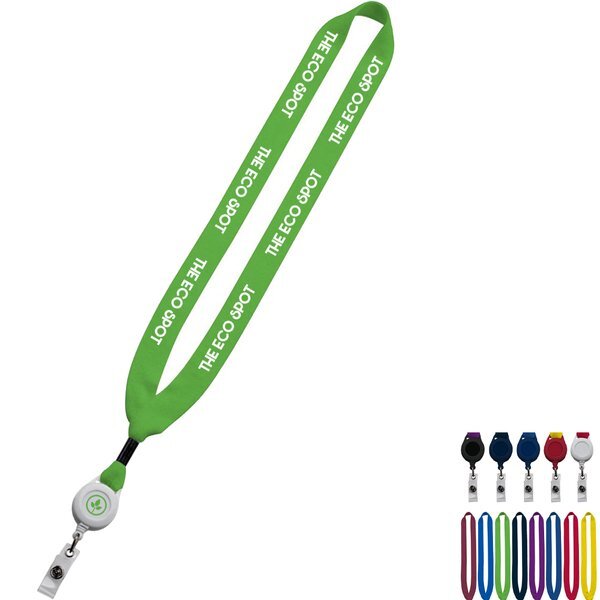 Cotton Lanyard with Metal Crimp & Retractable Badge Reel, 3/4"