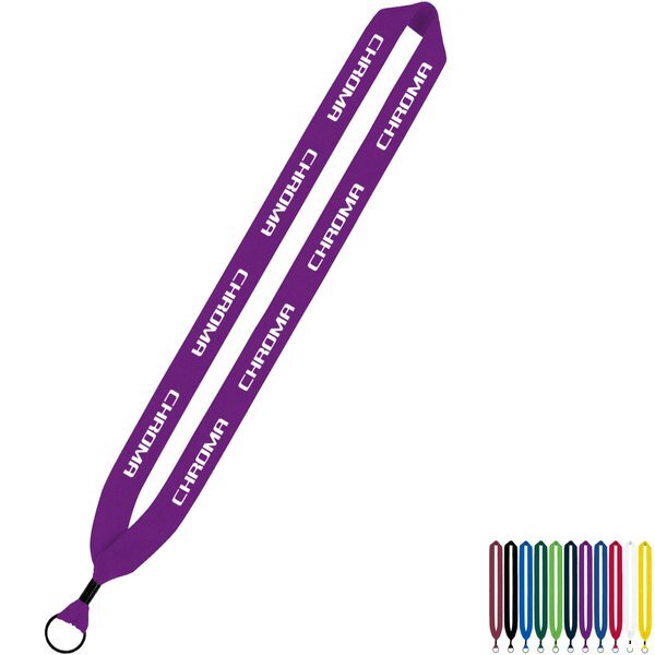 Cotton Lanyard with Metal Crimp & Metal Split-Ring, 1"