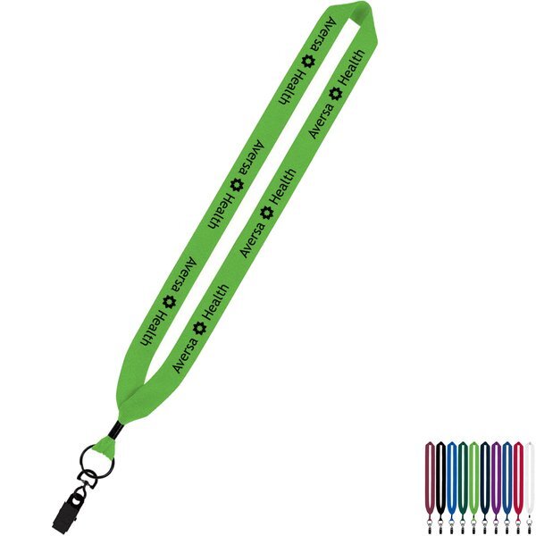 Cotton Lanyard with Metal Crimp & Metal Bulldog Clip, 1"