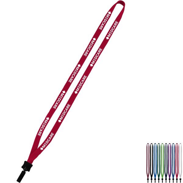 Cotton Lanyard with Plastic Clamshell & Bulldog Clip, 1/2"